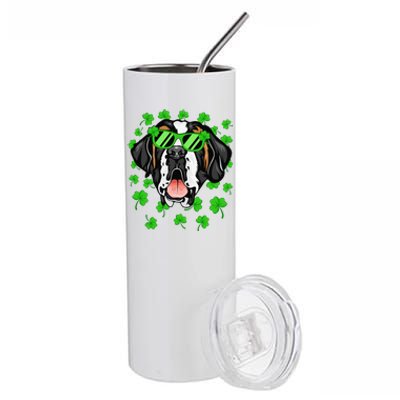 Leprechaun Saint Bernard St. Patrick's Day Dog Shamrock Stainless Steel Tumbler