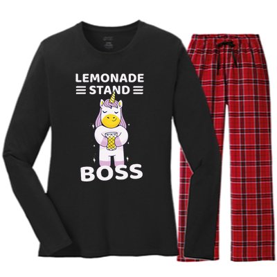 Lemonade Stand Boss Unicorn Women's Long Sleeve Flannel Pajama Set 