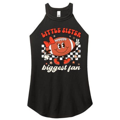 Little Sister Biggest Fan Football Game Day Season Retro Women’s Perfect Tri Rocker Tank