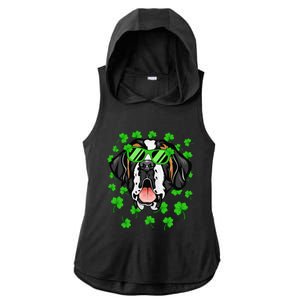 Leprechaun Saint Bernard St. Patrick's Day Dog Shamrock Ladies PosiCharge Tri-Blend Wicking Draft Hoodie Tank