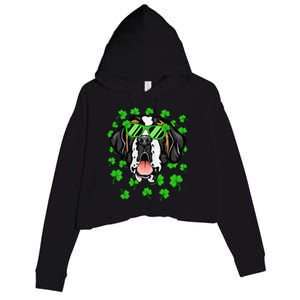 Leprechaun Saint Bernard St. Patrick's Day Dog Shamrock Crop Fleece Hoodie