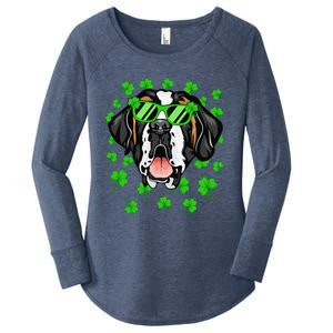 Leprechaun Saint Bernard St. Patrick's Day Dog Shamrock Women's Perfect Tri Tunic Long Sleeve Shirt