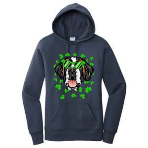 Leprechaun Saint Bernard St. Patrick's Day Dog Shamrock Women's Pullover Hoodie