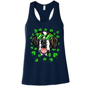 Leprechaun Saint Bernard St. Patrick's Day Dog Shamrock Women's Racerback Tank