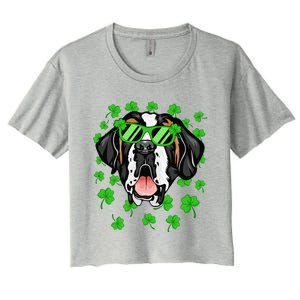 Leprechaun Saint Bernard St. Patrick's Day Dog Shamrock Women's Crop Top Tee