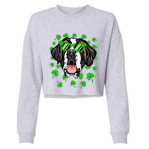 Leprechaun Saint Bernard St. Patrick's Day Dog Shamrock Cropped Pullover Crew