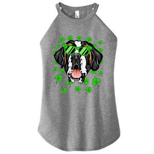 Leprechaun Saint Bernard St. Patrick's Day Dog Shamrock Women's Perfect Tri Rocker Tank