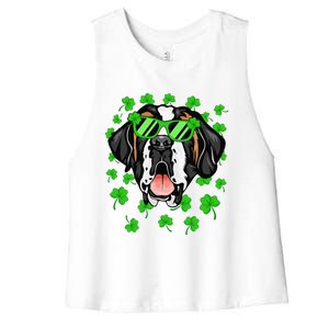 Leprechaun Saint Bernard St. Patrick's Day Dog Shamrock Women's Racerback Cropped Tank