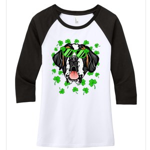 Leprechaun Saint Bernard St. Patrick's Day Dog Shamrock Women's Tri-Blend 3/4-Sleeve Raglan Shirt