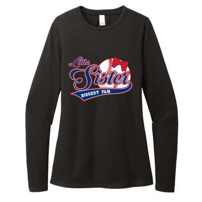 Little Sister Biggest Fan Baseball Sister Baseball Lil Sis Womens CVC Long Sleeve Shirt