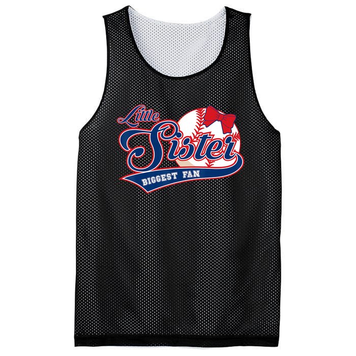 Little Sister Biggest Fan Baseball Sister Baseball Lil Sis Mesh Reversible Basketball Jersey Tank