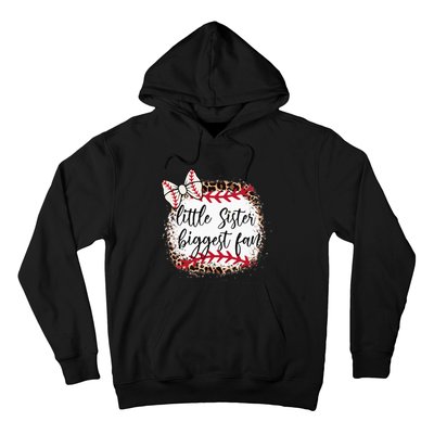 Little Sister Biggest Fan Baseball Leopard Baby Sister Hoodie