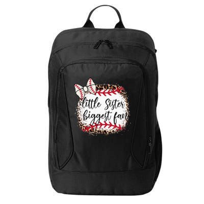 Little Sister Biggest Fan Baseball Leopard Baby Sister City Backpack