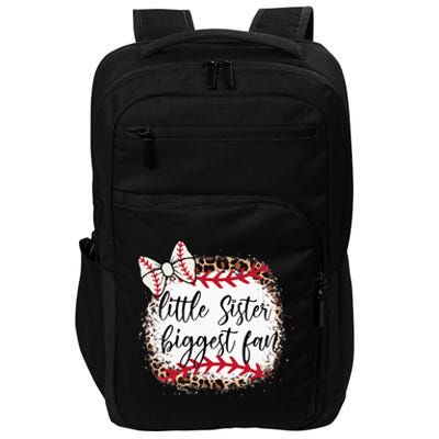 Little Sister Biggest Fan Baseball Leopard Baby Sister Impact Tech Backpack