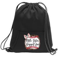 Little Sister Biggest Fan Baseball Leopard Baby Sister Sweatshirt Cinch Pack Bag