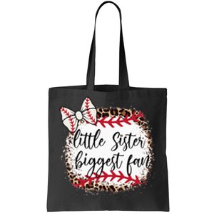 Little Sister Biggest Fan Baseball Leopard Baby Sister Tote Bag