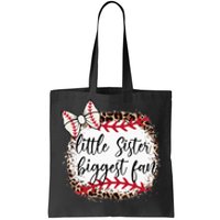 Little Sister Biggest Fan Baseball Leopard Baby Sister Tote Bag