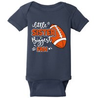 Little Sister Biggest Fan Football Football Girl Baby Bodysuit