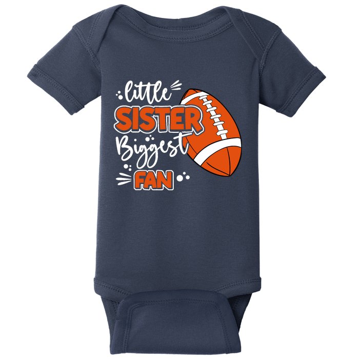 Little Sister Biggest Fan Football Football Girl Baby Bodysuit