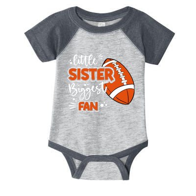 Little Sister Biggest Fan Football Football Girl Infant Baby Jersey Bodysuit