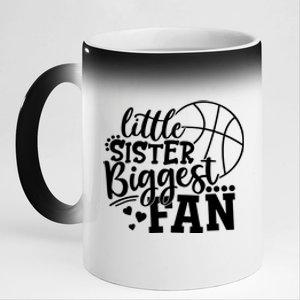 Little Sister Biggest Fan Basketball Gift 11oz Black Color Changing Mug