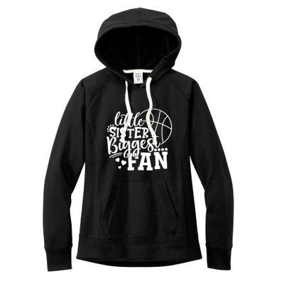 Little Sister Biggest Fan Basketball Gift Women's Fleece Hoodie