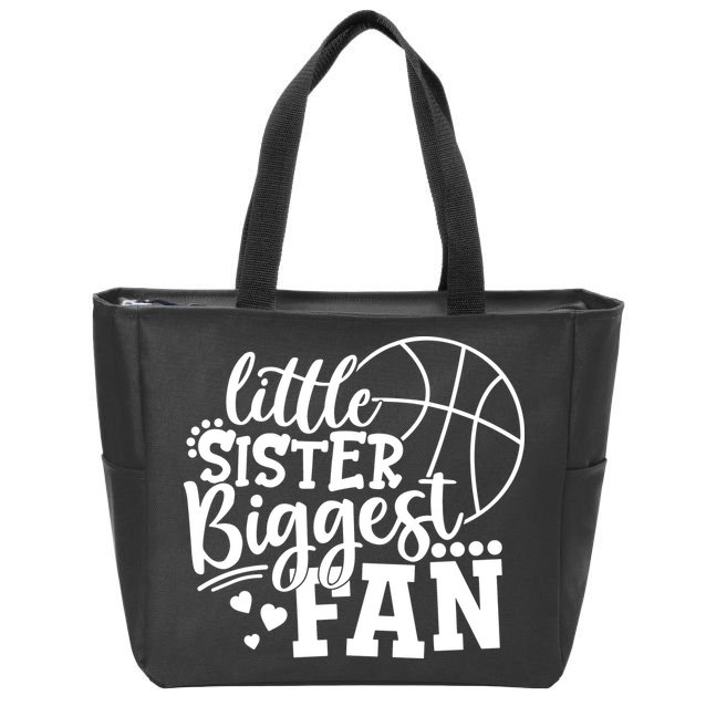 Little Sister Biggest Fan Basketball Gift Zip Tote Bag