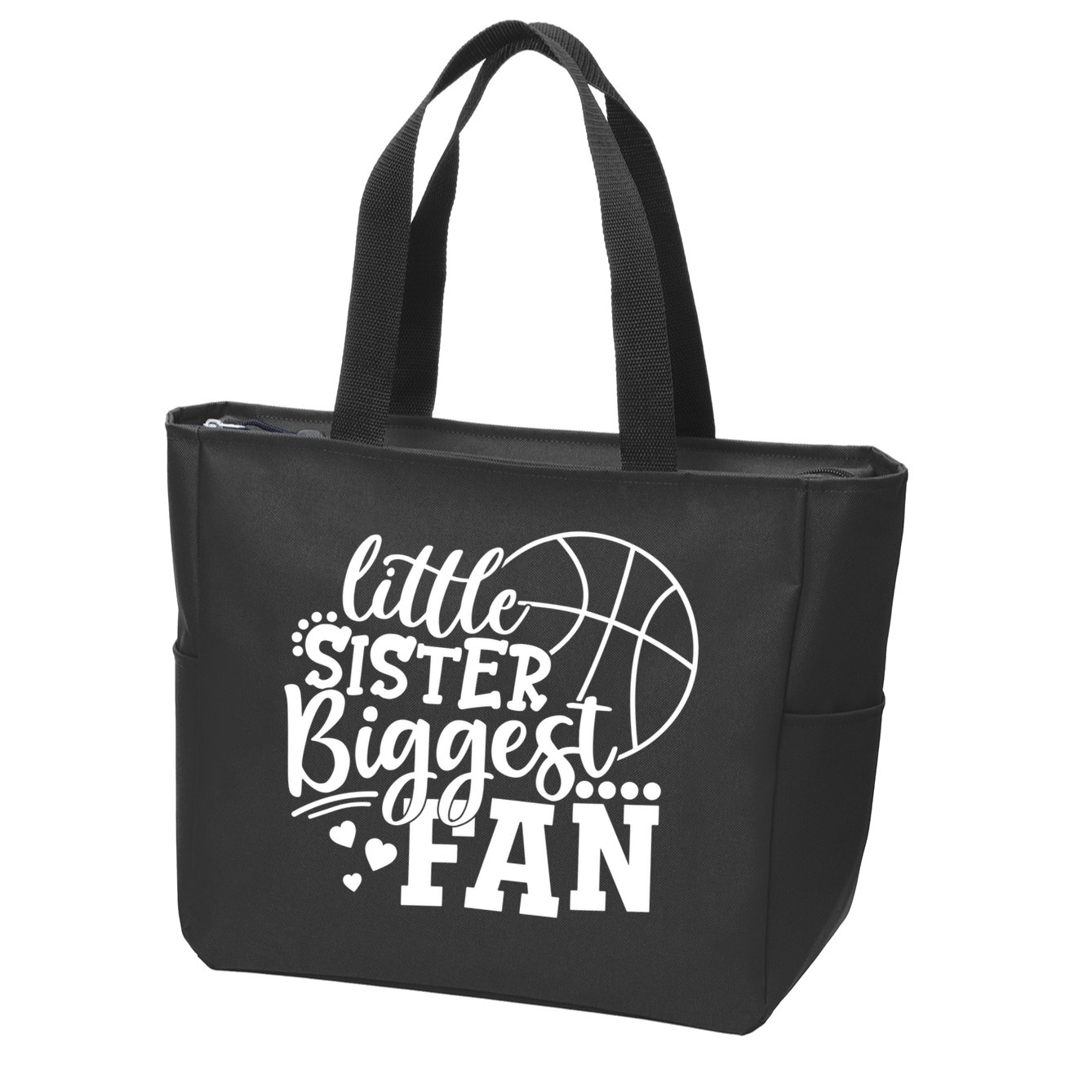 Little Sister Biggest Fan Basketball Gift Zip Tote Bag