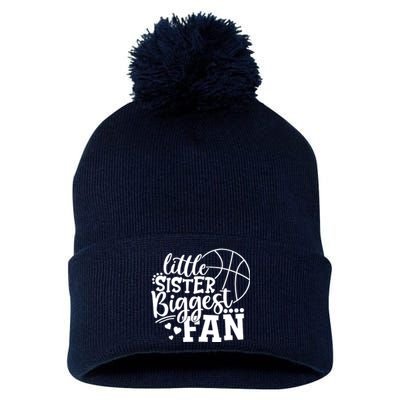 Little Sister Biggest Fan Basketball Gift Pom Pom 12in Knit Beanie