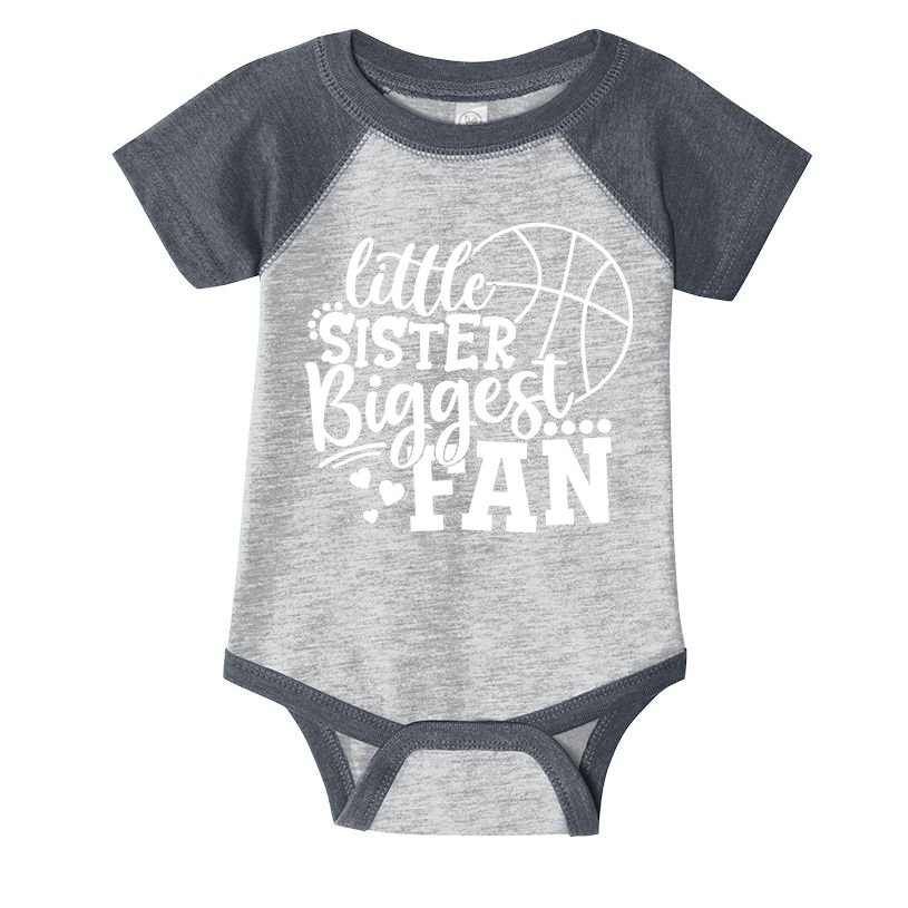 Little Sister Biggest Fan Basketball Gift Infant Baby Jersey Bodysuit