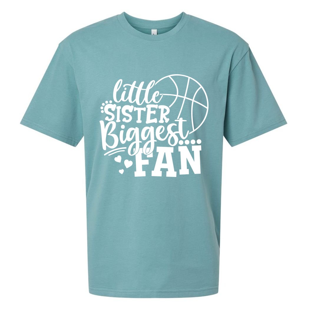 Little Sister Biggest Fan Basketball Gift Sueded Cloud Jersey T-Shirt