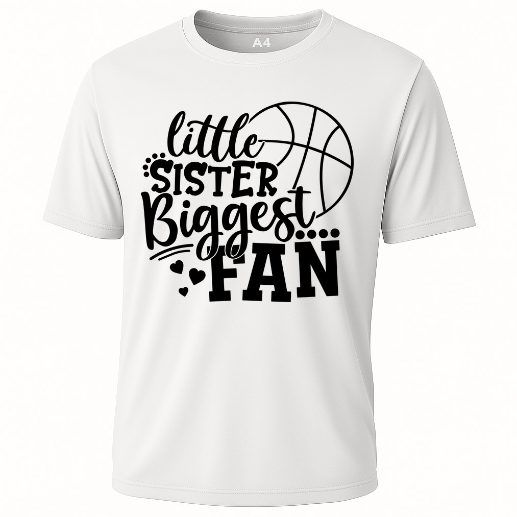 Little Sister Biggest Fan Basketball Gift Cooling Performance Crew T-Shirt