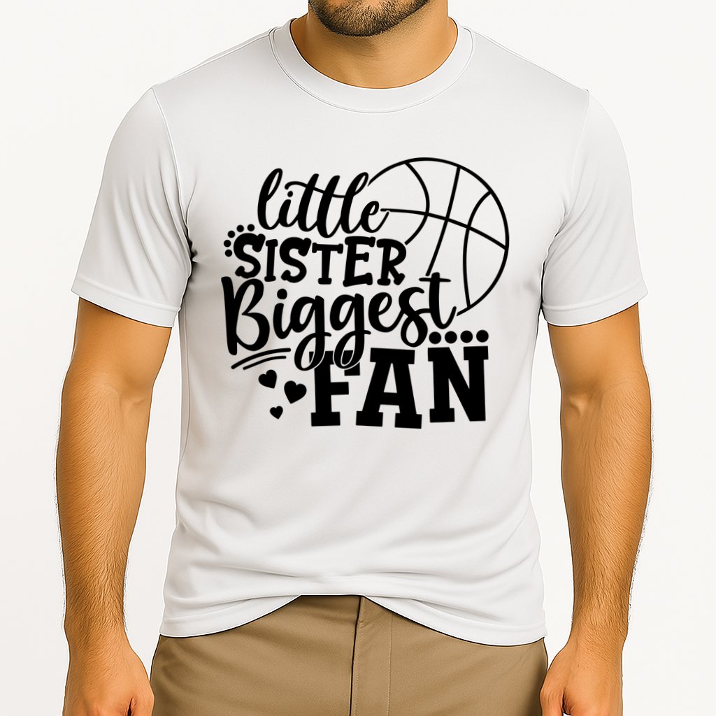 Little Sister Biggest Fan Basketball Gift Cooling Performance Crew T-Shirt