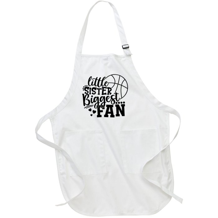 Little Sister Biggest Fan Basketball Gift Full-Length Apron With Pockets