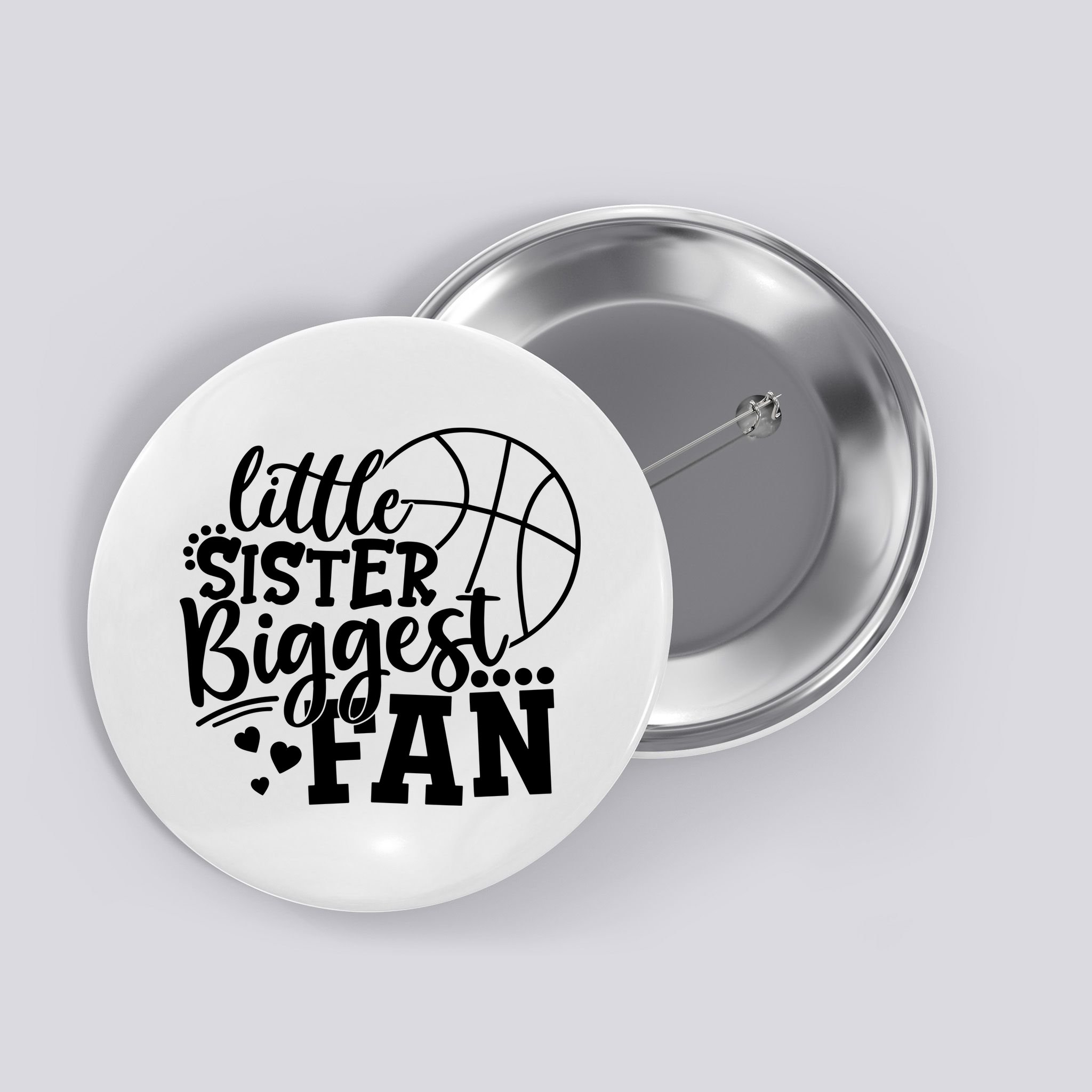 Little Sister Biggest Fan Basketball Gift Button