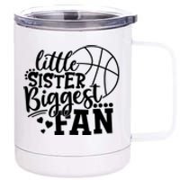 Little Sister Biggest Fan Basketball Gift 12 oz Stainless Steel Tumbler Cup