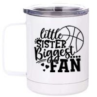 Little Sister Biggest Fan Basketball Gift 12 oz Stainless Steel Tumbler Cup