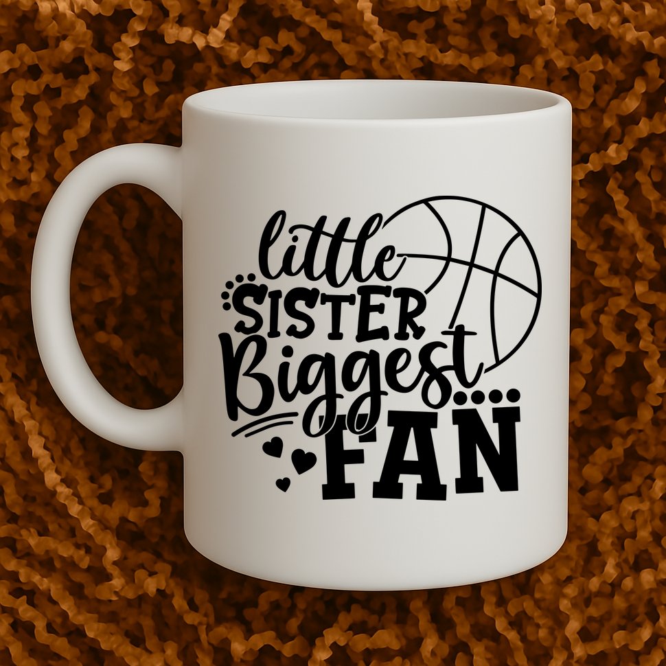 Little Sister Biggest Fan Basketball Gift Mug