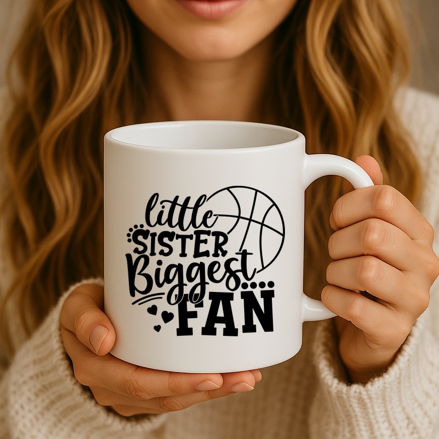 Little Sister Biggest Fan Basketball Gift Mug