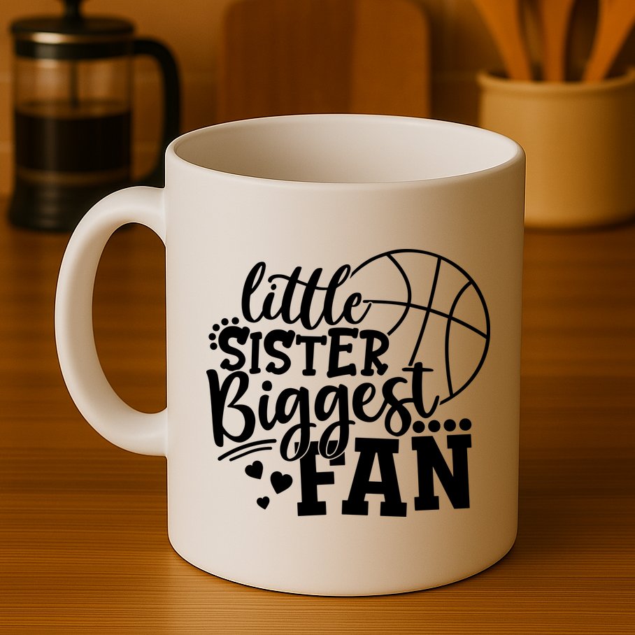 Little Sister Biggest Fan Basketball Gift Mug