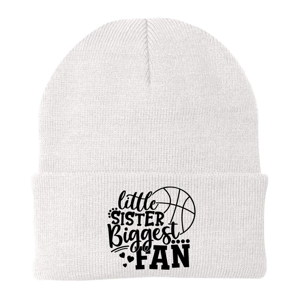 Little Sister Biggest Fan Basketball Gift Beanie