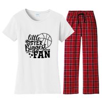 Little Sister Biggest Fan Basketball Gift Women's Flannel Pajama Set