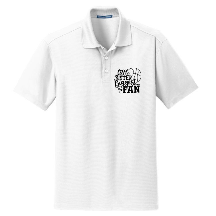 Little Sister Biggest Fan Basketball Gift Dry Zone Grid Polo