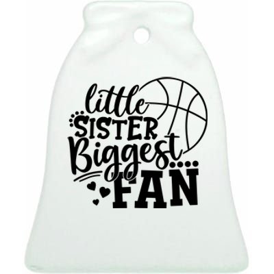 Little Sister Biggest Fan Basketball Gift Ceramic Bell Ornament