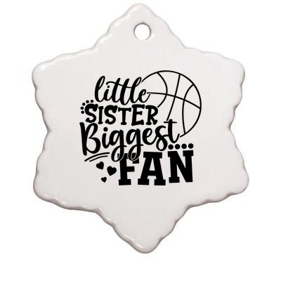 Little Sister Biggest Fan Basketball Gift Ceramic Star Ornament