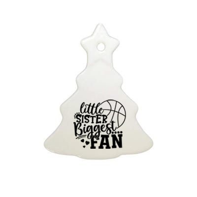 Little Sister Biggest Fan Basketball Gift Ceramic Tree Ornament