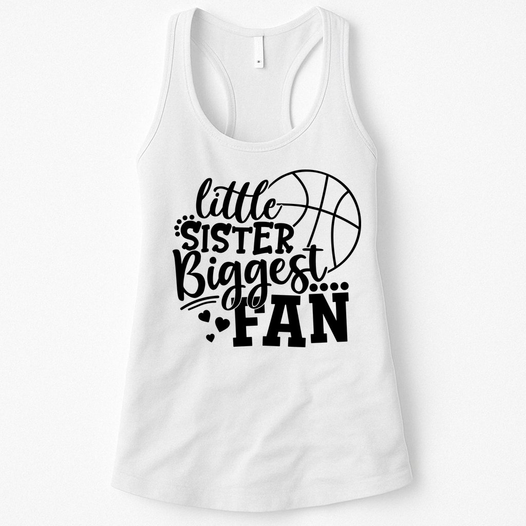 Little Sister Biggest Fan Basketball Gift Womens Tank Top