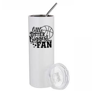 Little Sister Biggest Fan Basketball Gift Stainless Steel Tumbler