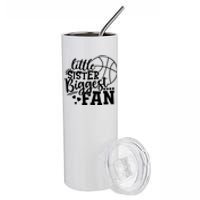 Little Sister Biggest Fan Basketball Gift Stainless Steel Tumbler