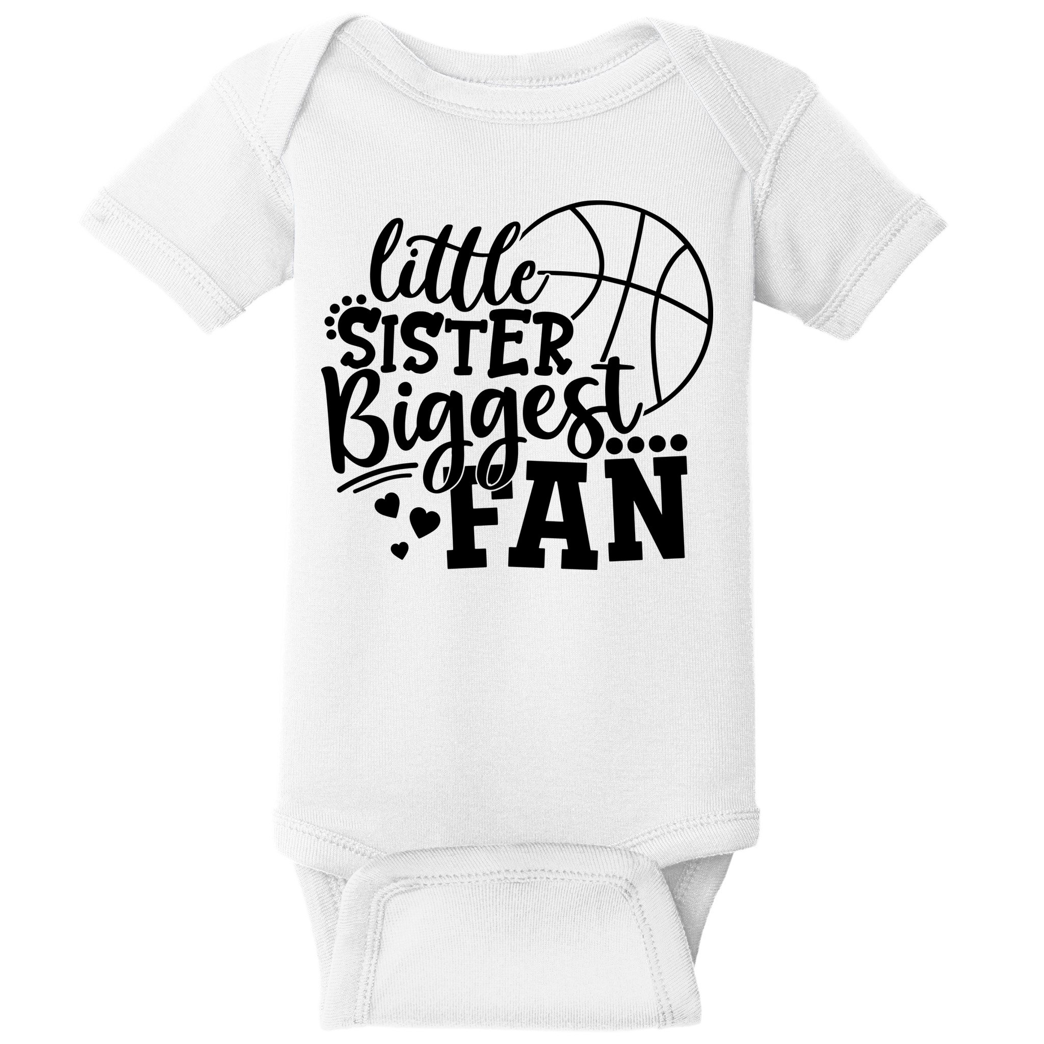 Little Sister Biggest Fan Basketball Gift Baby Bodysuit